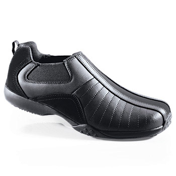 Combine fashion and function with a sleek slip-on that’s built to perform. Dress up your work day with a genuine leather water-resistant shoe that is both comfortable and modern. Our exclusive SFC Mighty Grip outsole helps prevent falls on slick surfaces. Designed with removable cushioned insoles elastic goring and stitch-reinforced heel and toe construction. A steel shank provides even more support. Shoes For Crews - Panther II - Black / Men’s Non Skid Athletic Shoes