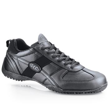 Safety meets modern with this sleek low-profile design.Walk in style with this genuine leather lace-up. Move around comfortably with removable cushioned insoles and added lateral support. Our unmatched shock-absorbing slip-resistant outsole is designed with your safety and hard-working schedule in mind. Shoes For Crews - Nitro II - Black / Men’s Slip Resistant Athletic Shoes