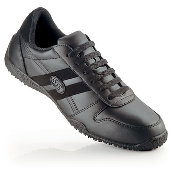 Safety meets modern with this sleek low-profile design.Walk in style with this genuine leather lace-up. Move around comfortably with removable cushioned insoles and added lateral support. Our unmatched shock-absorbing slip-resistant outsole is designed with your safety and hard-working schedule in mind. Shoes For Crews - Nitro II - Black / Men’s Skid Resistant Athletic Shoes