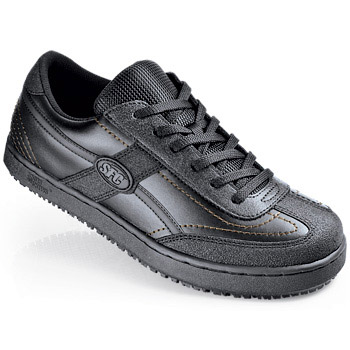 This popular skater style provides comfort and safety during long shifts and after-work fun.Get a grip in even the most demanding workplace with our exceptional slip-resistant outsole stitched 360° to the shoe’s upper for greater durability. This sporty water-resistant genuine leather style is designed for comfort with removable cushioned insoles and reinforced lateral heel support. Shoes For Crews - Shredder - Black / Women’s Skid Resistant Athletic Shoes
