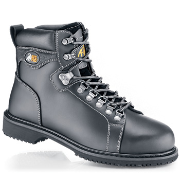 A rugged style that stands up to the harshest conditions. Start every shift on the right foot with a classic fit and shock absorption. Built tough with our high-tech slip-resistant outsole and a steel toe that meets ASTM* standards. Water-resistant full grain leather removable cushioned insoles a padded collar and steel shank provide much-needed comfort and protection. Shoes For Crews - Expedition - Steel Toe - Black / Men’s Slip Resistant Steel Toe Boots and S