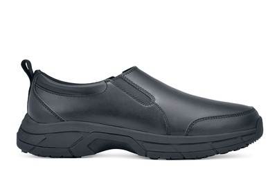 Walker: Casual Leather No-Slip Black Laceless Work Shoes | Shoes For Crews - Canada