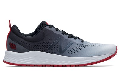New Balance Arishi V3: Men's Gray/Red Slip-Resistant Shoes | Shoes For Crews