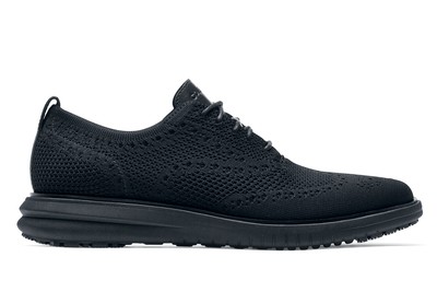 Cole Haan Miles Wingtip Oxford Slip-Resistant Shoes (Black) | Shoes For Crews