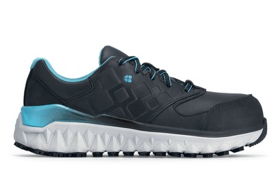 Pearl - Aluminum Toe Women's Slip-Resistant Leather Black/Blue Athletic Shoes | Shoes For Crews