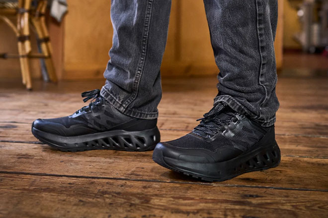 man wearing Shoes For Crews shoes man wearing Shoes For Crews shoes