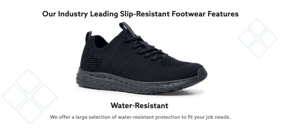Water-resistant technology exclusively from Shoes For Crews
