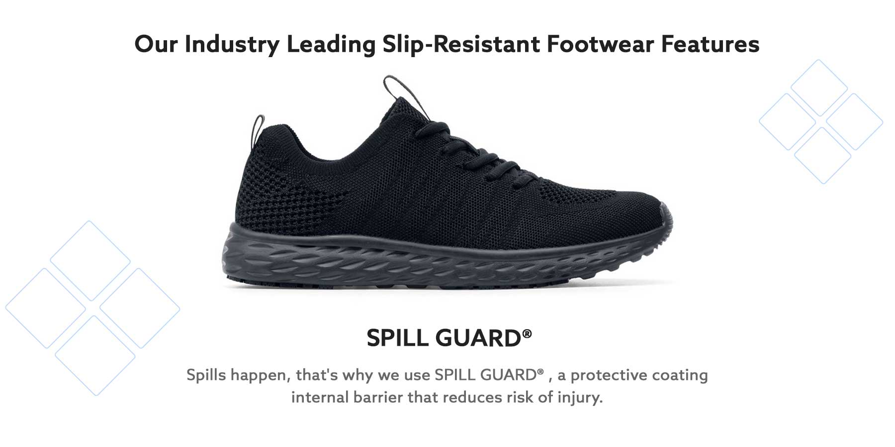 SpillGuard technology exclusively from Shoes For Crews