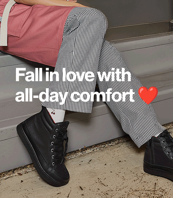 fall in love with all-day comfort with Shoes For Crews extra comfortable footwear