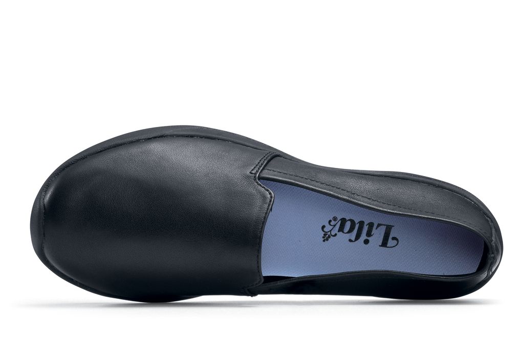 Lila Jasmine Ladies Casual SlipResistant Black Leather Work Shoes