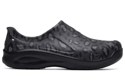 Radium II Black & Gray Leopard Non-Slip Nurse Clogs for Men + Women in CA