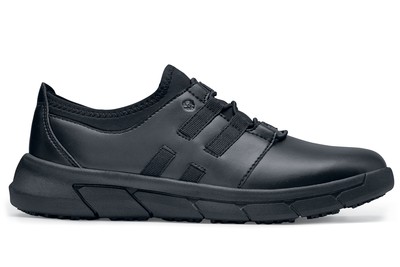 Lila Karina: Women's Black Leather Slip-Resistant Shoes | Shoes For Crews