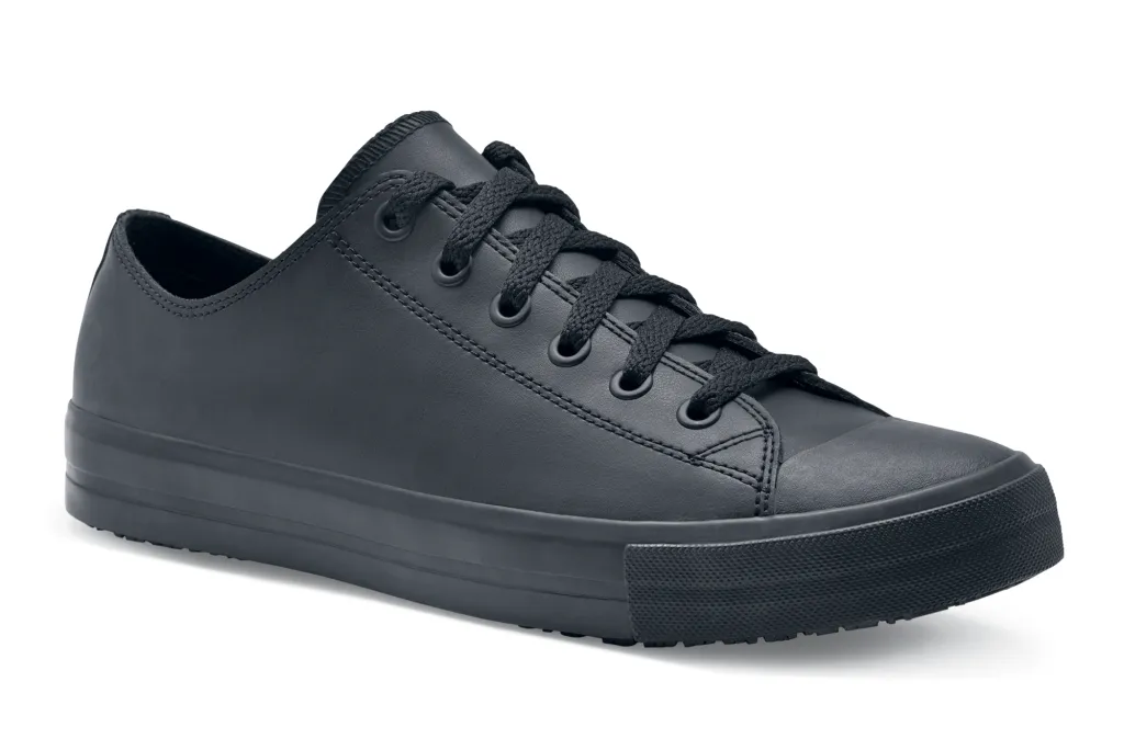 Shoes For Crews® Delray – Black Leather Non-Slip Work Shoes