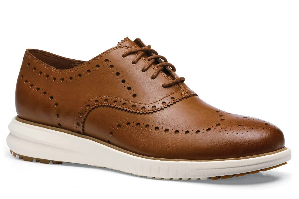 Men's Cole Haan Miles Leather Wingtip Oxford-Tan Non-Slip Shoe