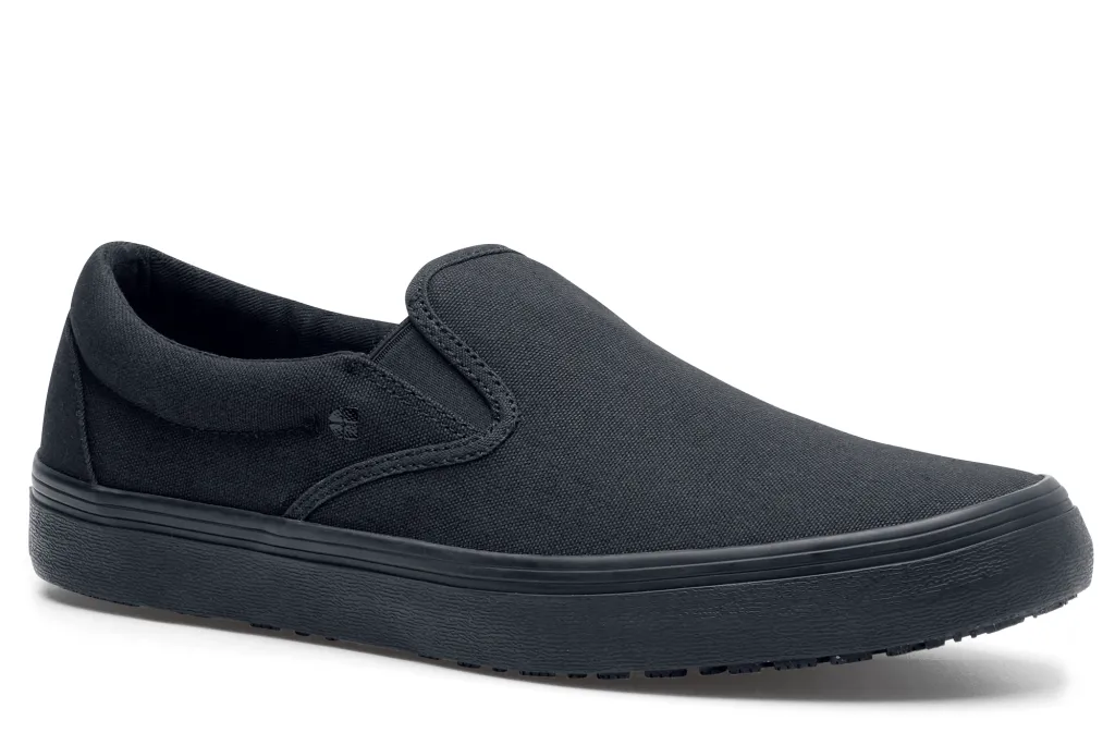 Merlin Slip-On Casual Black Canvas Slip-Resistant Work Shoes