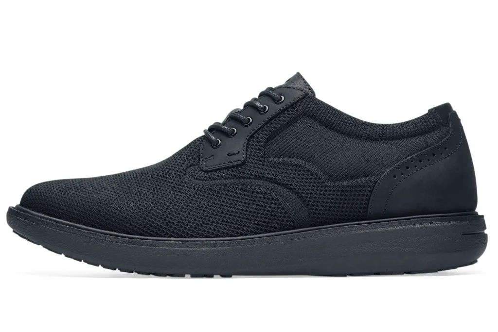 Men's Black Slip-Resistant Knit Oxfords with Ice Grip