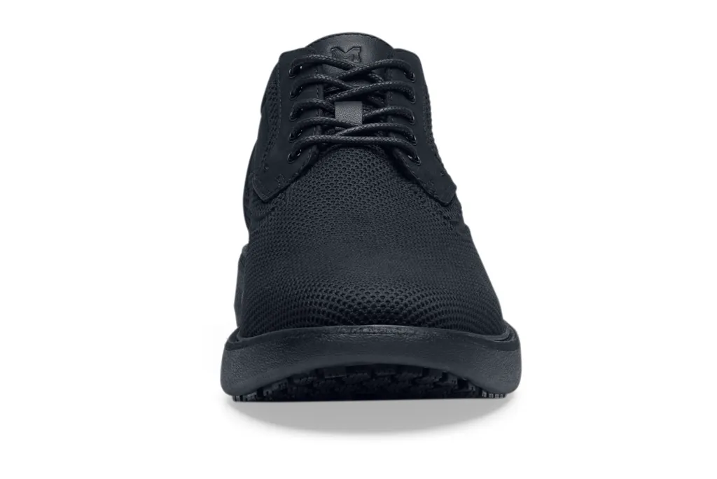 Men's Black Slip-Resistant Knit Oxfords with Ice Grip