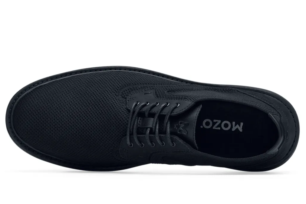Men's Black Slip-Resistant Knit Oxfords with Ice Grip