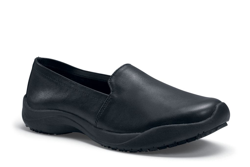 Lila Jasmine - Ladies Casual Slip-Resistant Black Leather Work Shoes ...