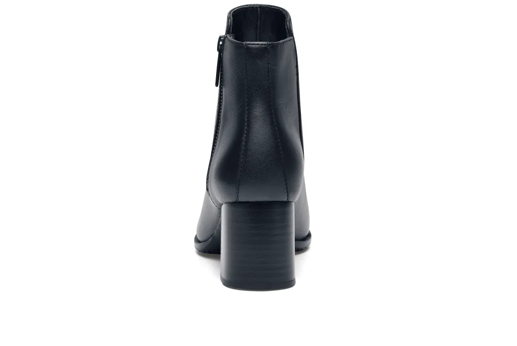 Black Women's Slip-Resistant Dress Booties with Side Zipper
