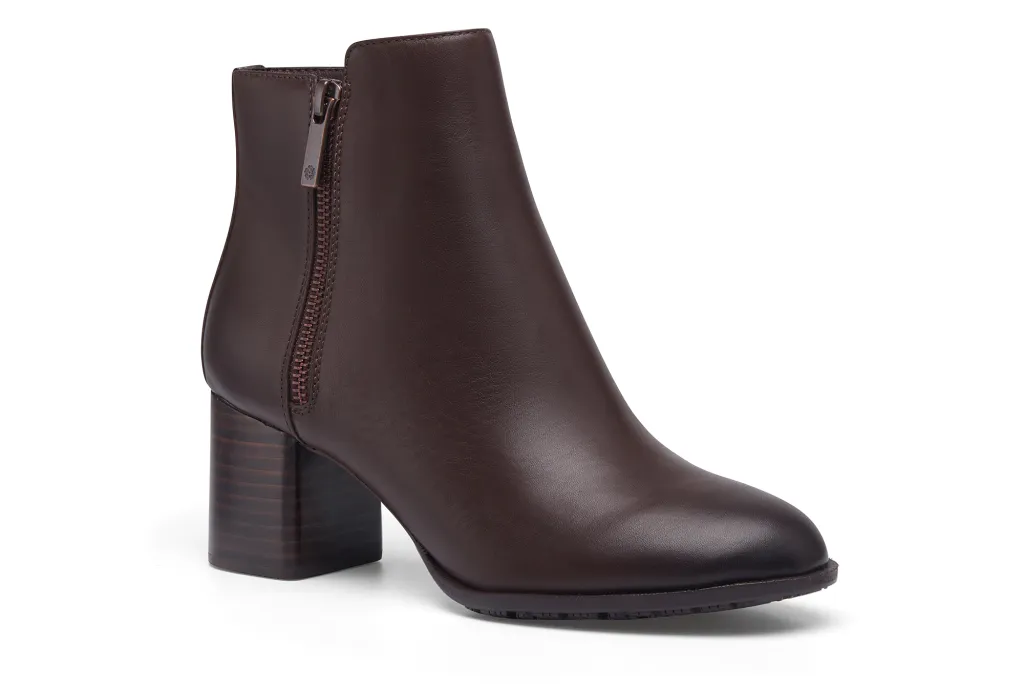 Brown Women's Slip-Resistant Dress Booties with Side Zipper
