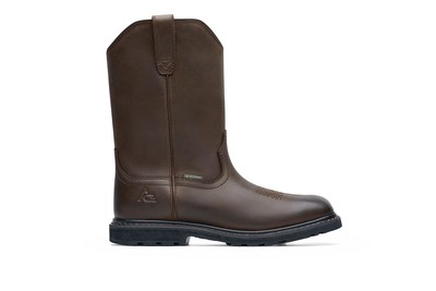 Waggoner Waterproof Men's Brown Slip-Resistant Pull-on Safety Toe Boots