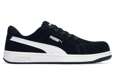 Men's PUMA Safety Iconic Low CT–Black/White Non-Slip Work Shoes in CA