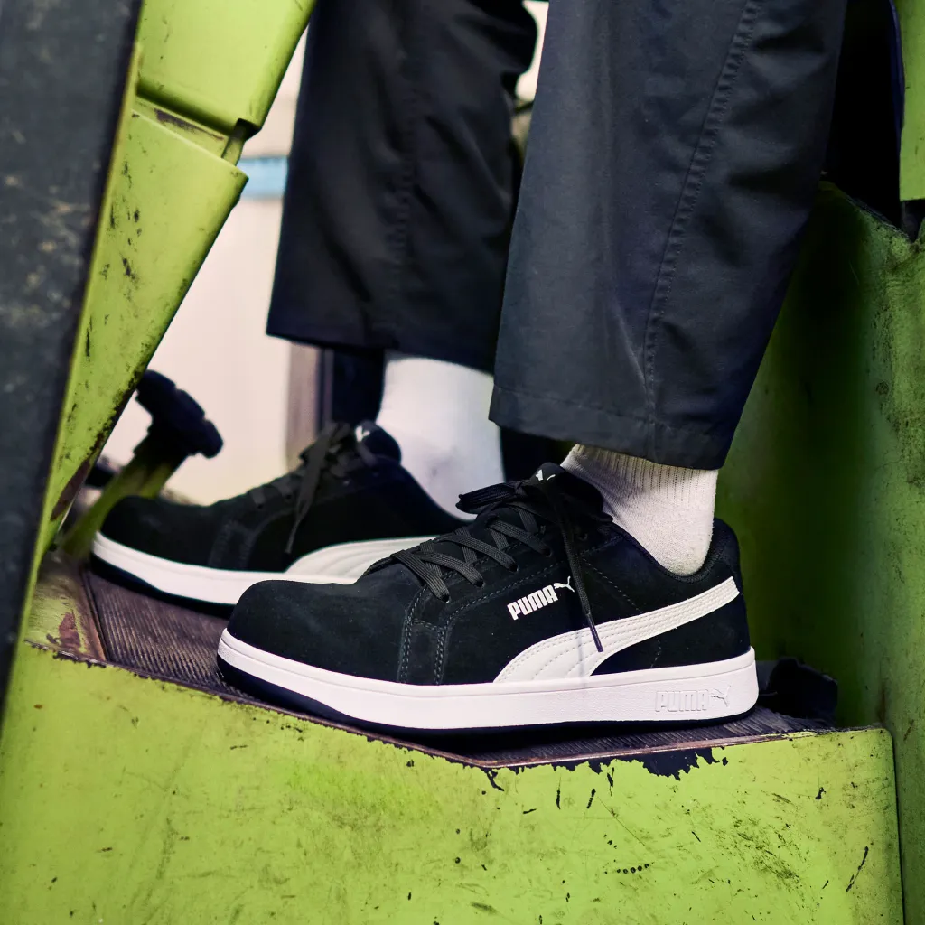 Men's PUMA Safety Iconic Low CT–Black/White Non-Slip Work Shoes