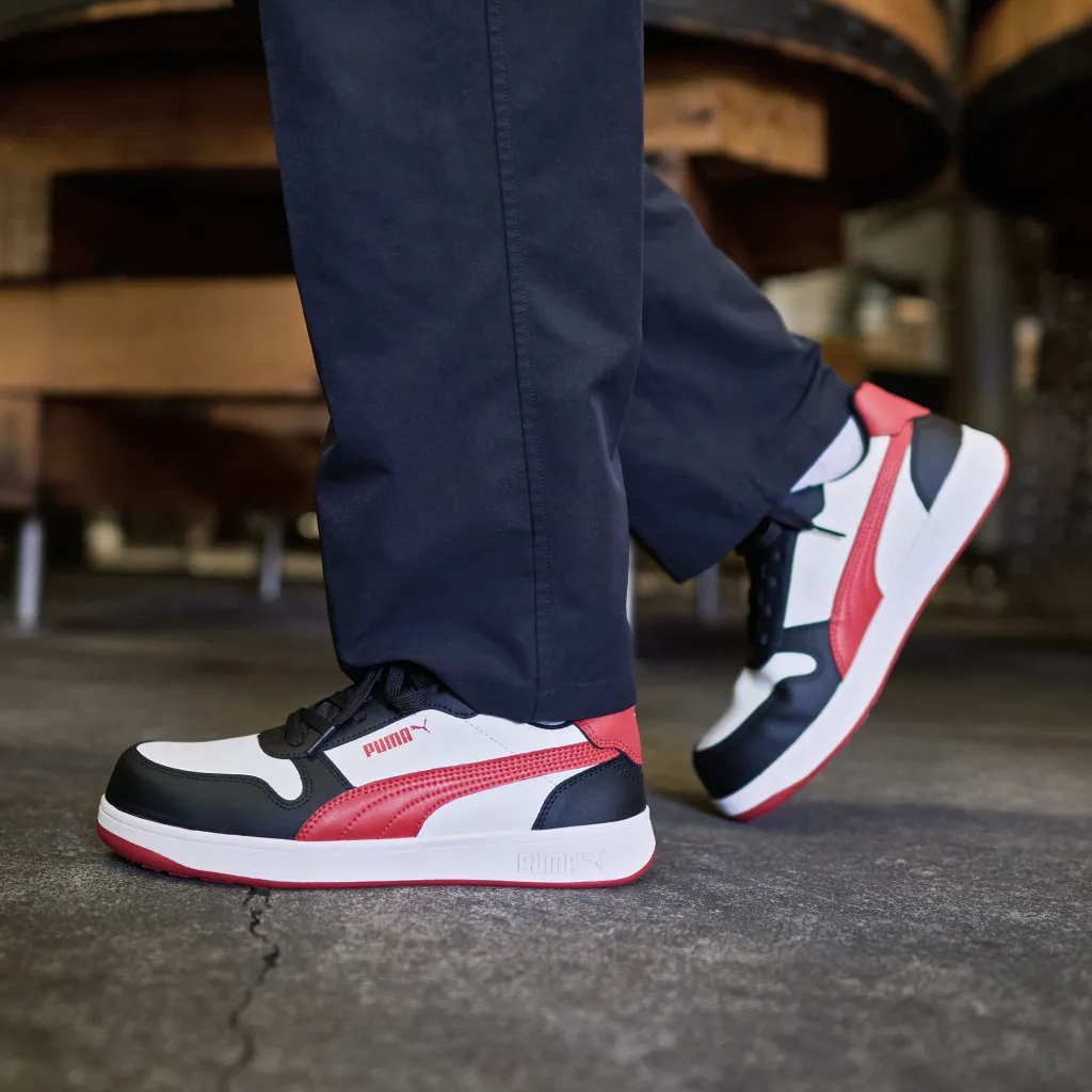 Men's PUMA Safety Frontcourt CT ESD–Black/White/Red Work Shoes