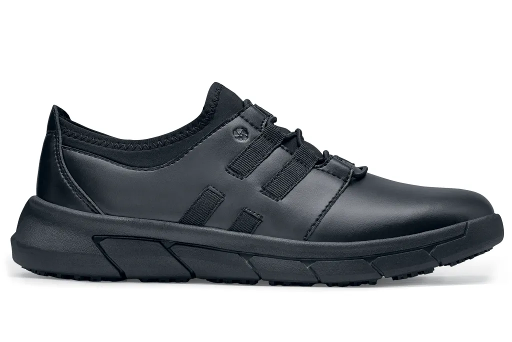 Lila Karina: Women's Black Leather Slip-Resistant Shoes